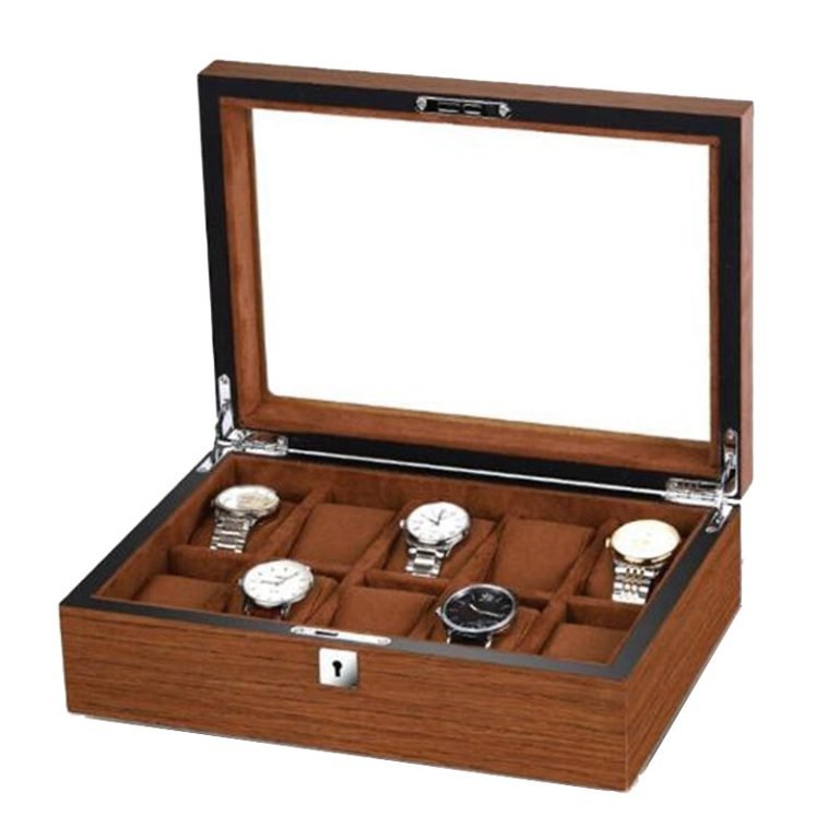 Boîte à Montre En Bois Massif - Rouge-marron - Pour 1 Montre Ou Bijoux - NEUVE
